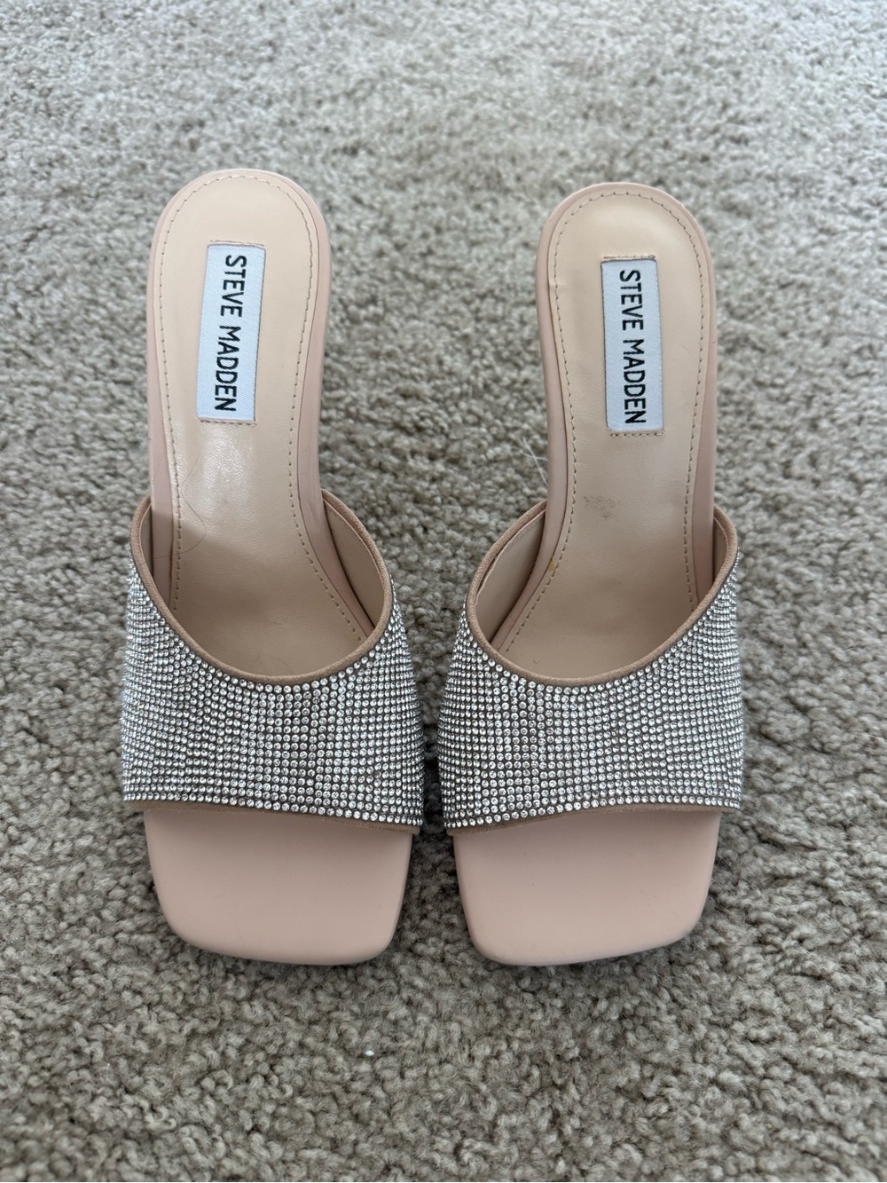 Steve Madden Blush Pink Rhinestone Slide Heels